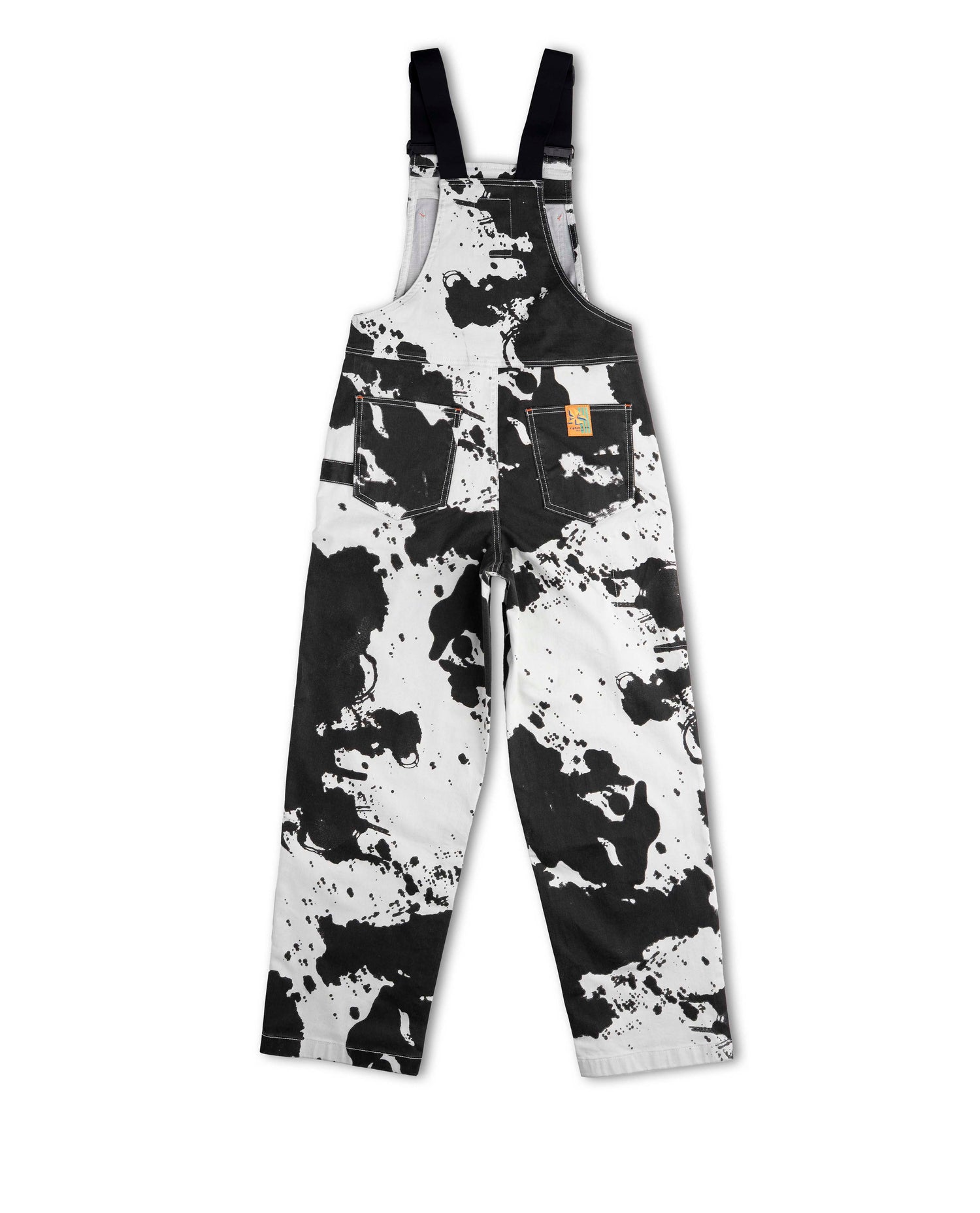 Black and white camouflage overalls on a white background