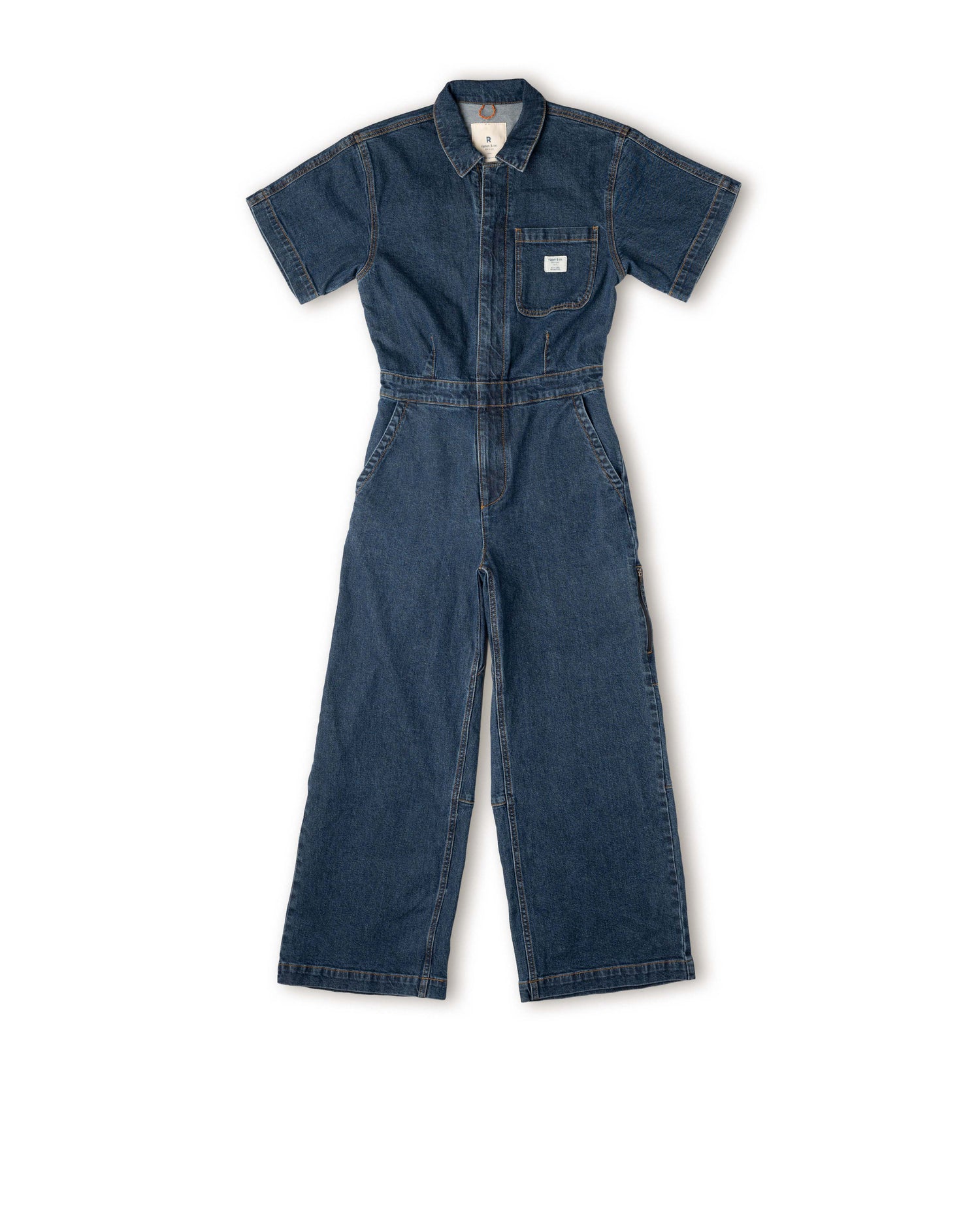 studio shot of the dark wash Ripton Thundersuit. 