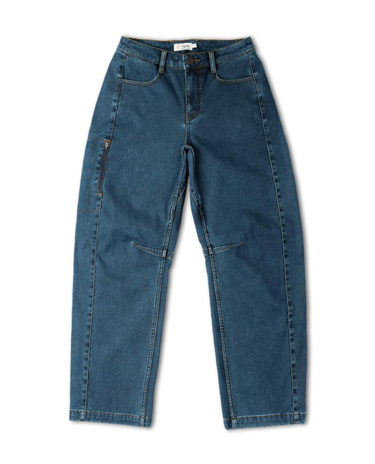 Blue denim jeans on white background. 