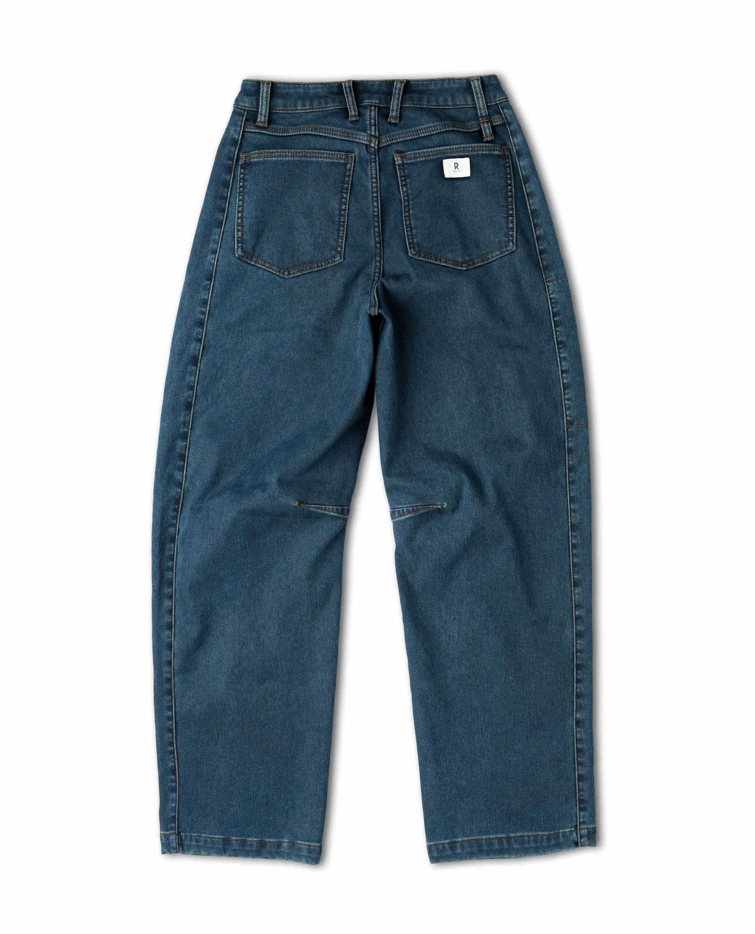 Blue denim jeans on white background. 