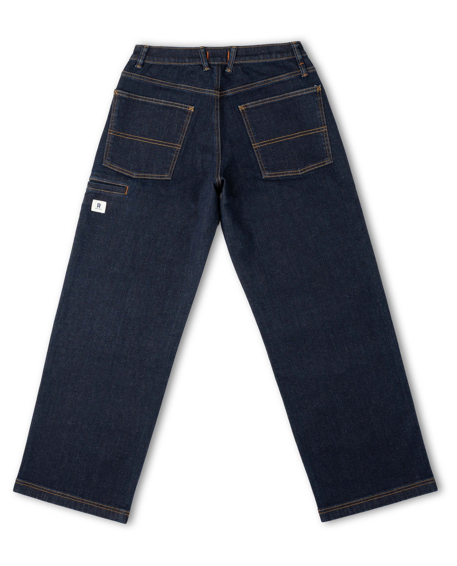 Dark blue jeans on a white background