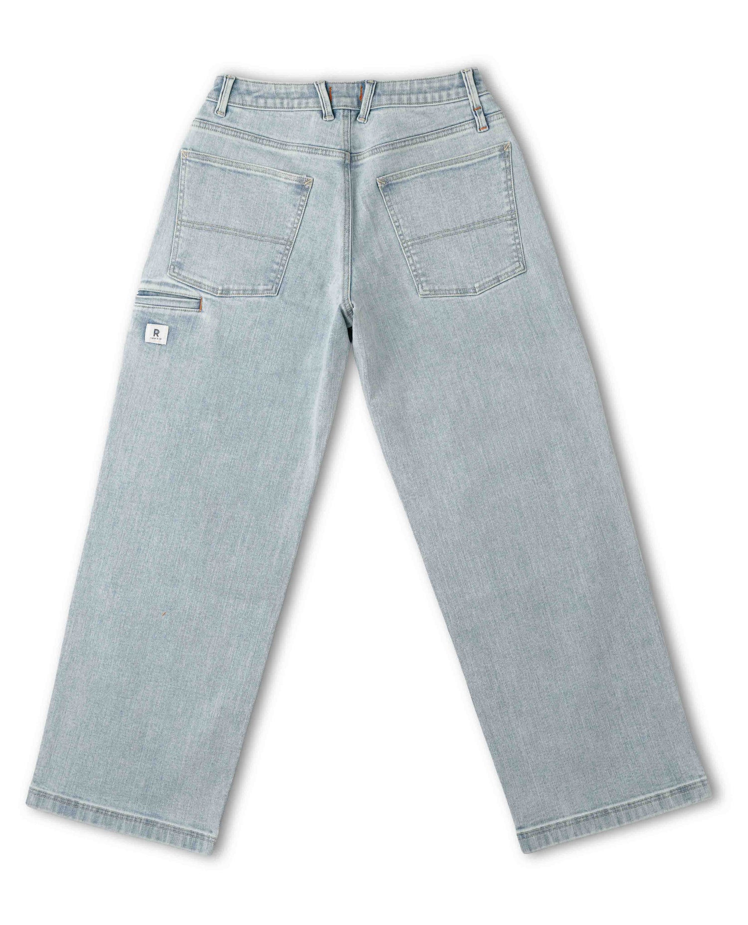 Light blue jeans on a white background