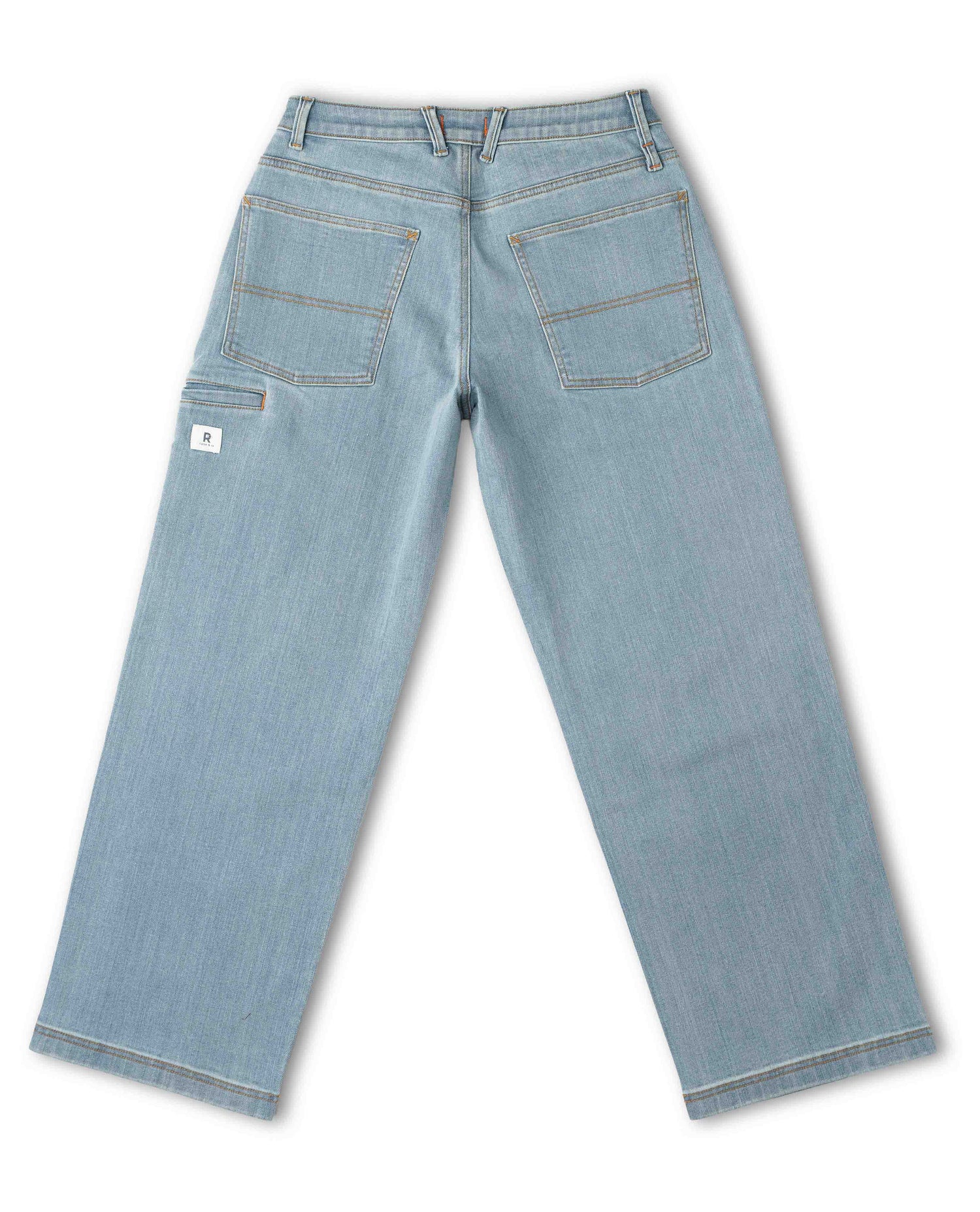 Light blue jeans on a white background