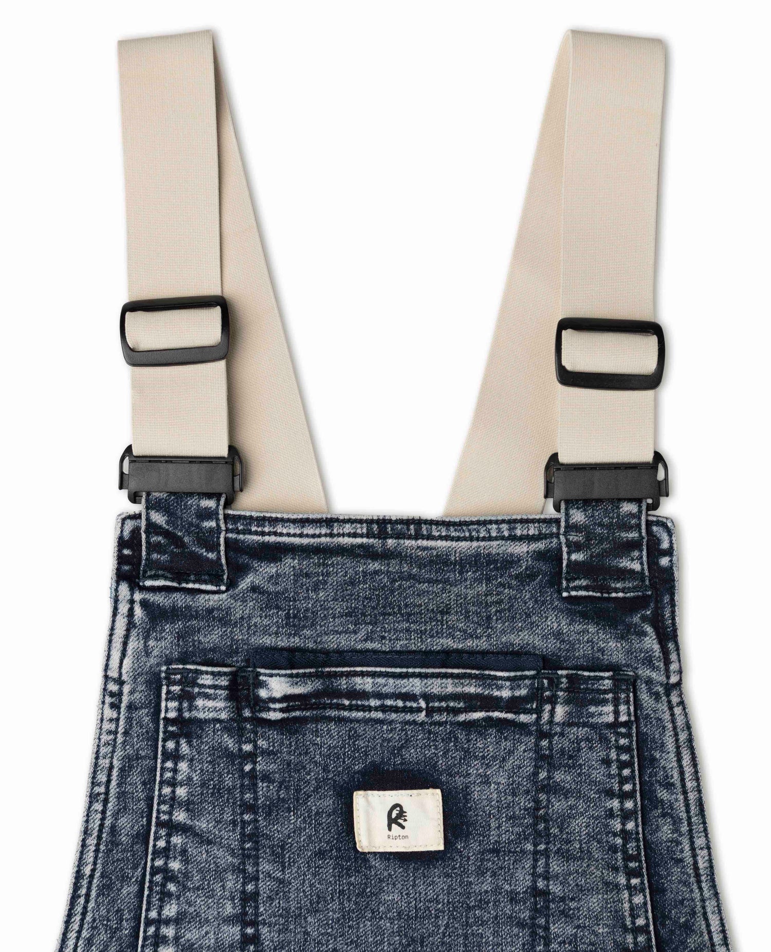 Indigo Marble women's denim overalls details