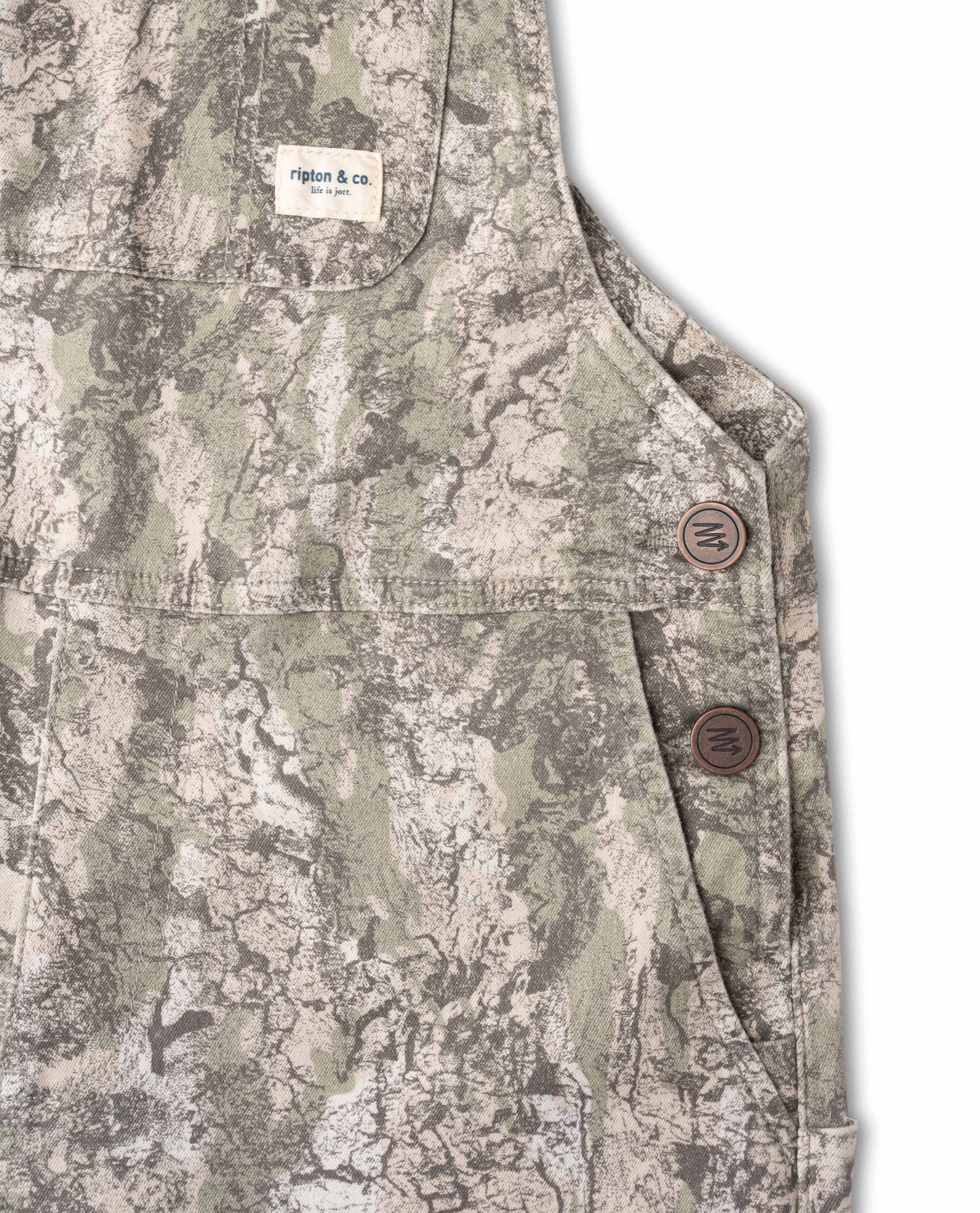 Camouflage vest with button details on a white background