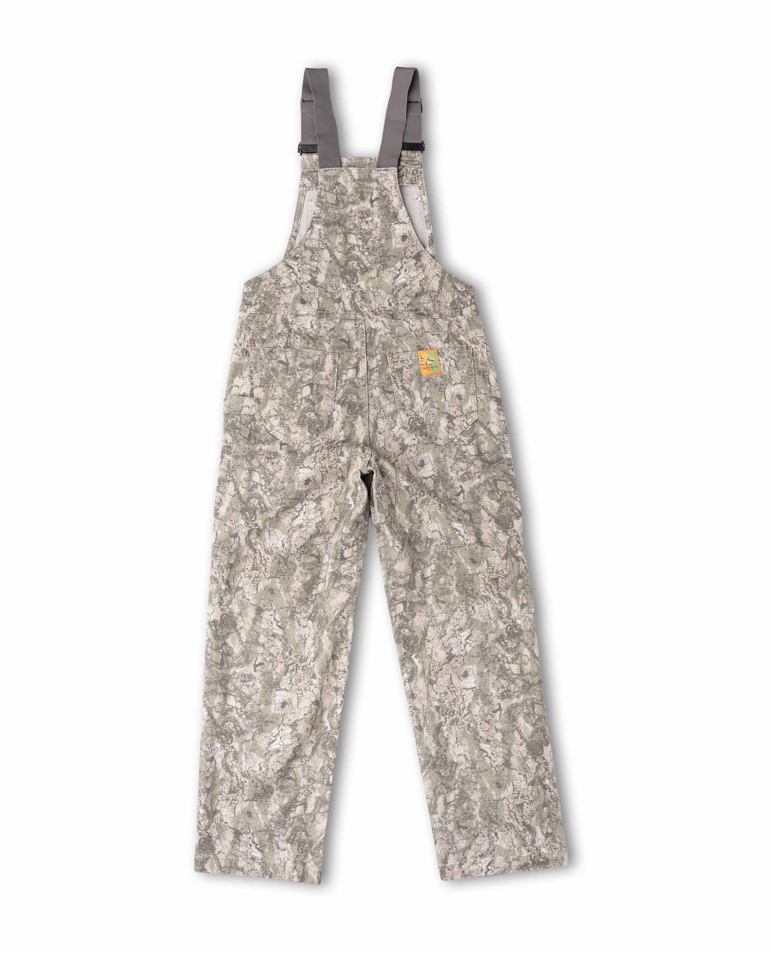 Floral-patterned overalls with suspenders on a white background