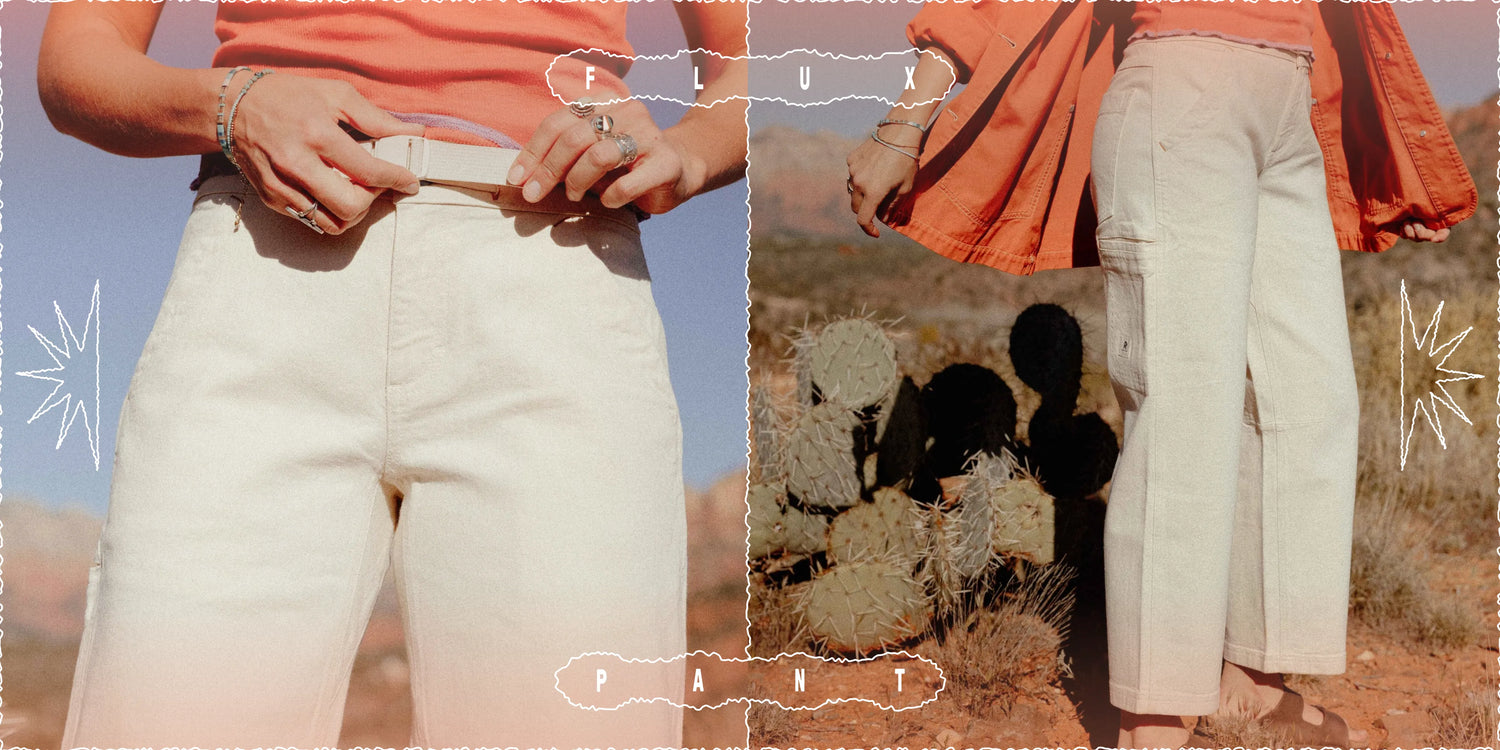 Person wearing a red shirt and light-colored pants with a cactus in the background