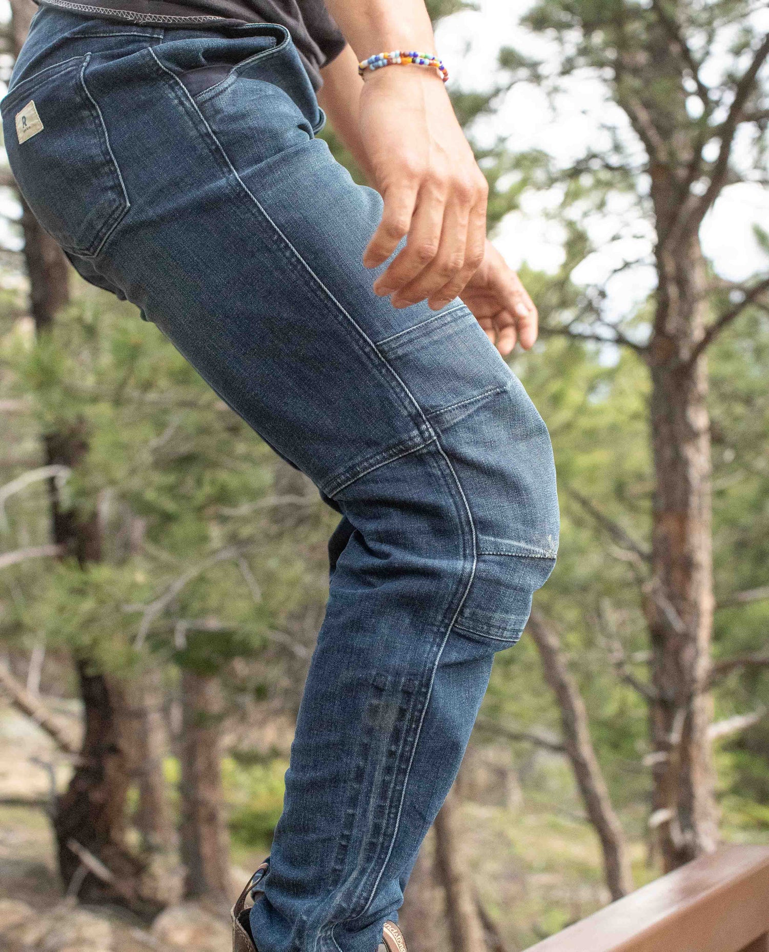 Profile view of a pair of Ripton blue jeans.