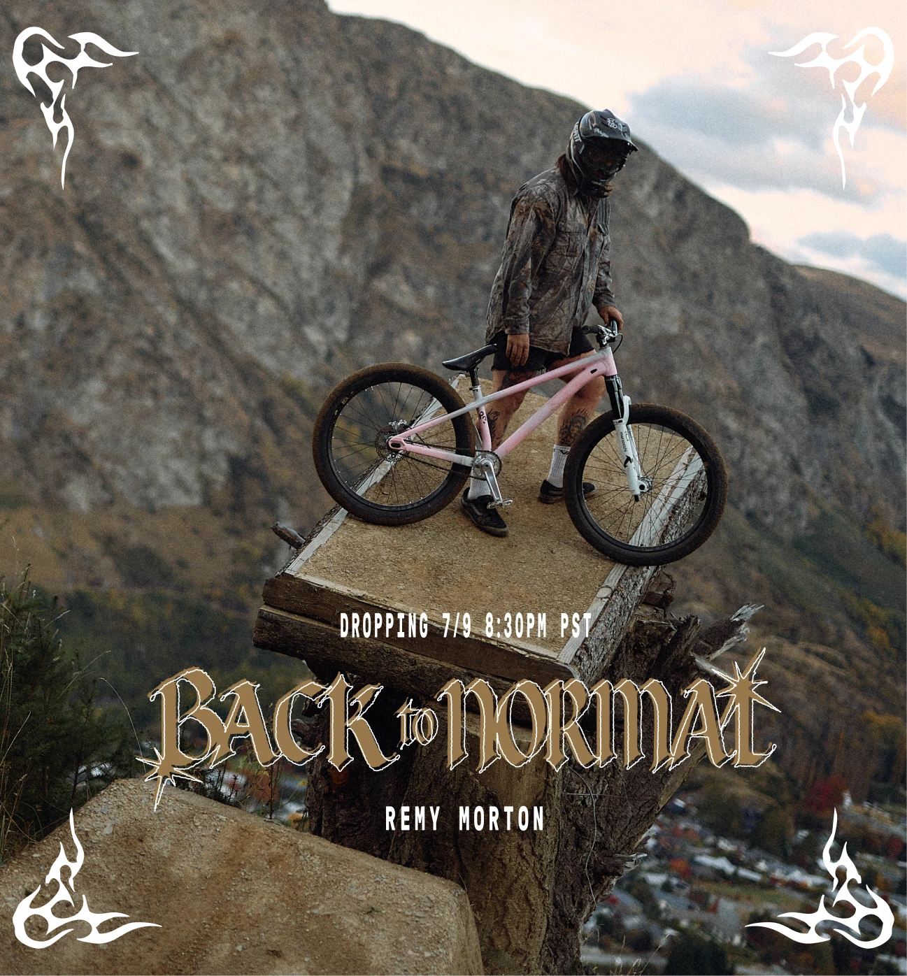 Back to Normal graphic with mountain bike rider