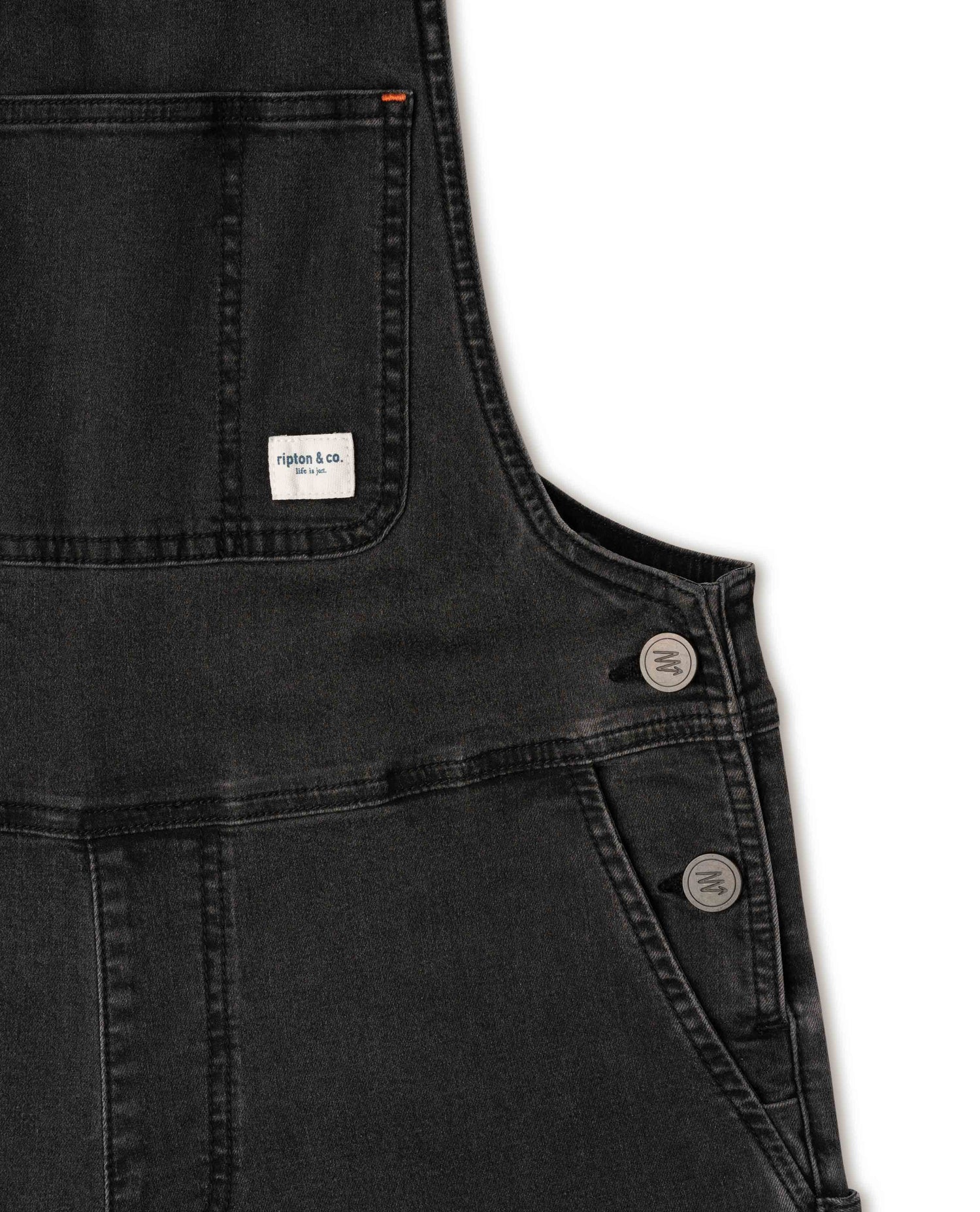 detail of Superlite overalls in studio