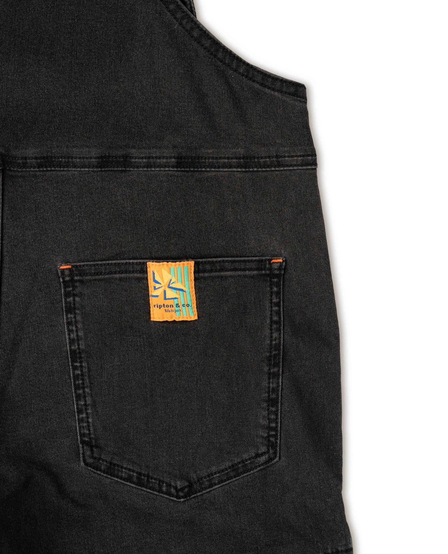 Back pocket detail Superlite overalls in studio